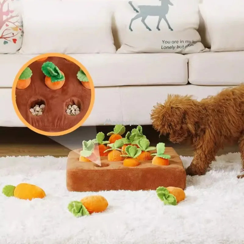 Carrot Toy Interactive Dog Plush Puzzle Nosework for Aggressive Chewers