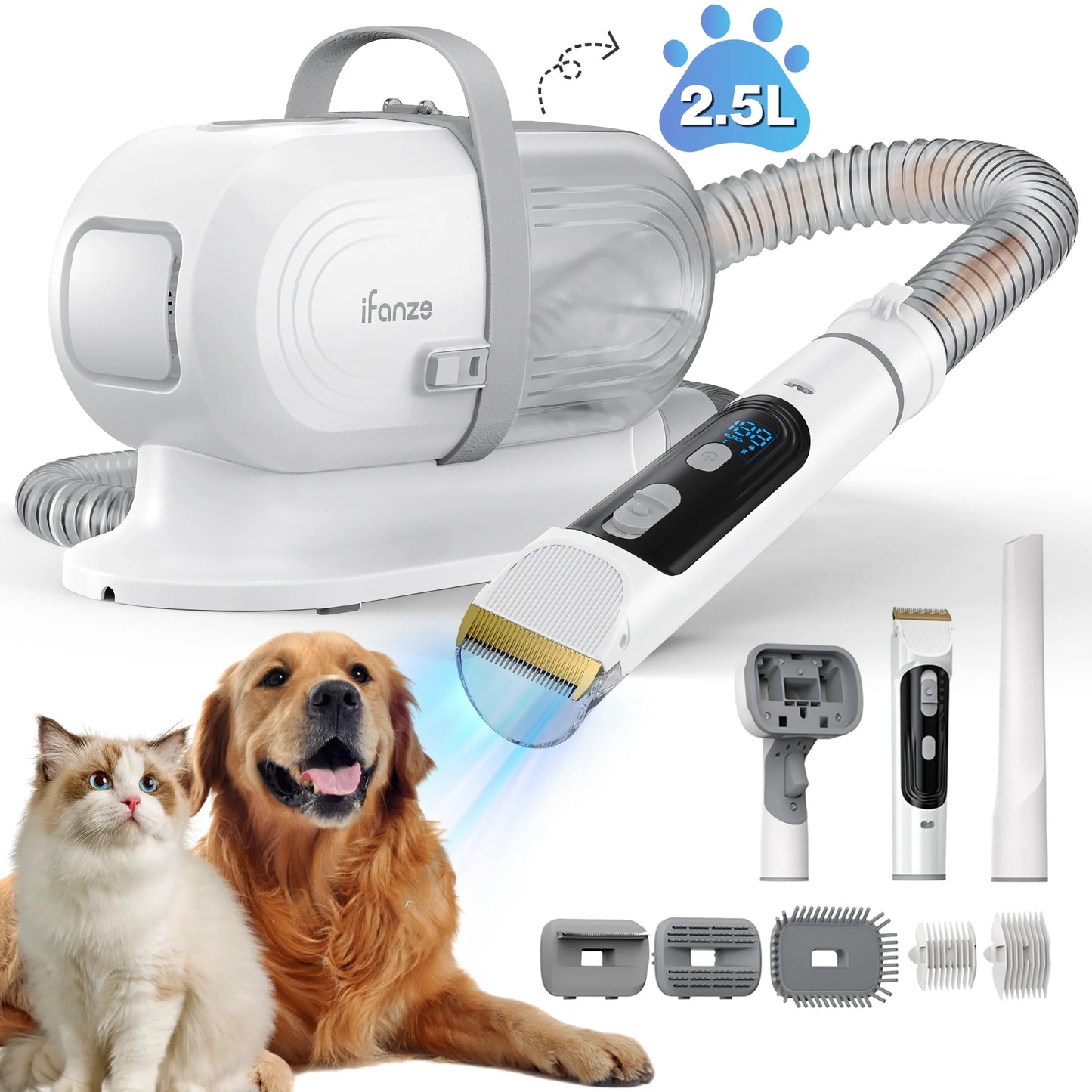 Dog Grooming Kit & Vacuum 2.5L 3 Modes Suction Dog Grooming Clipper Kit