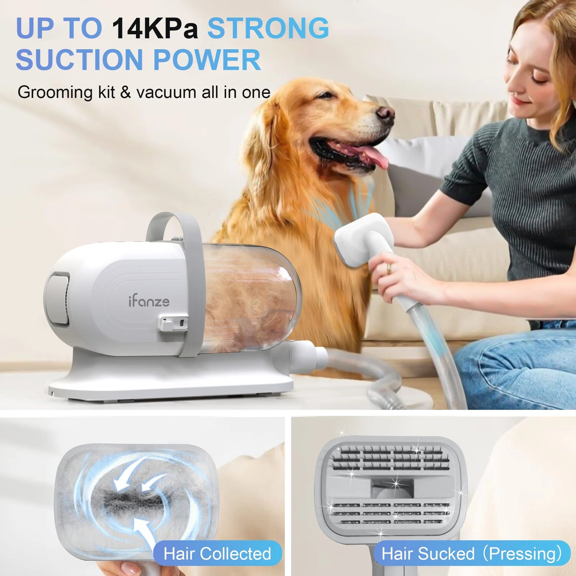 Dog Grooming Kit & Vacuum 2.5L 3 Modes Suction Dog Grooming Clipper Kit