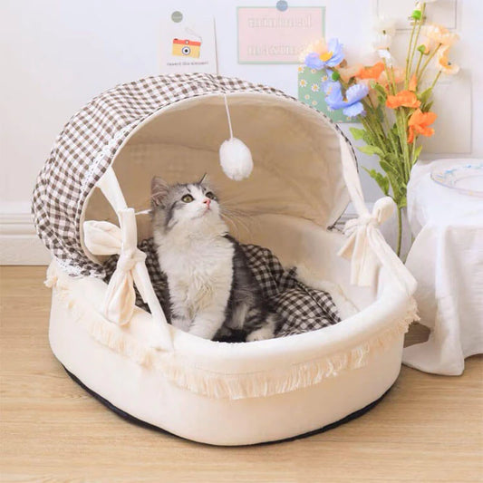 Adorable Cradle Semi-Enclosed Cat Bed