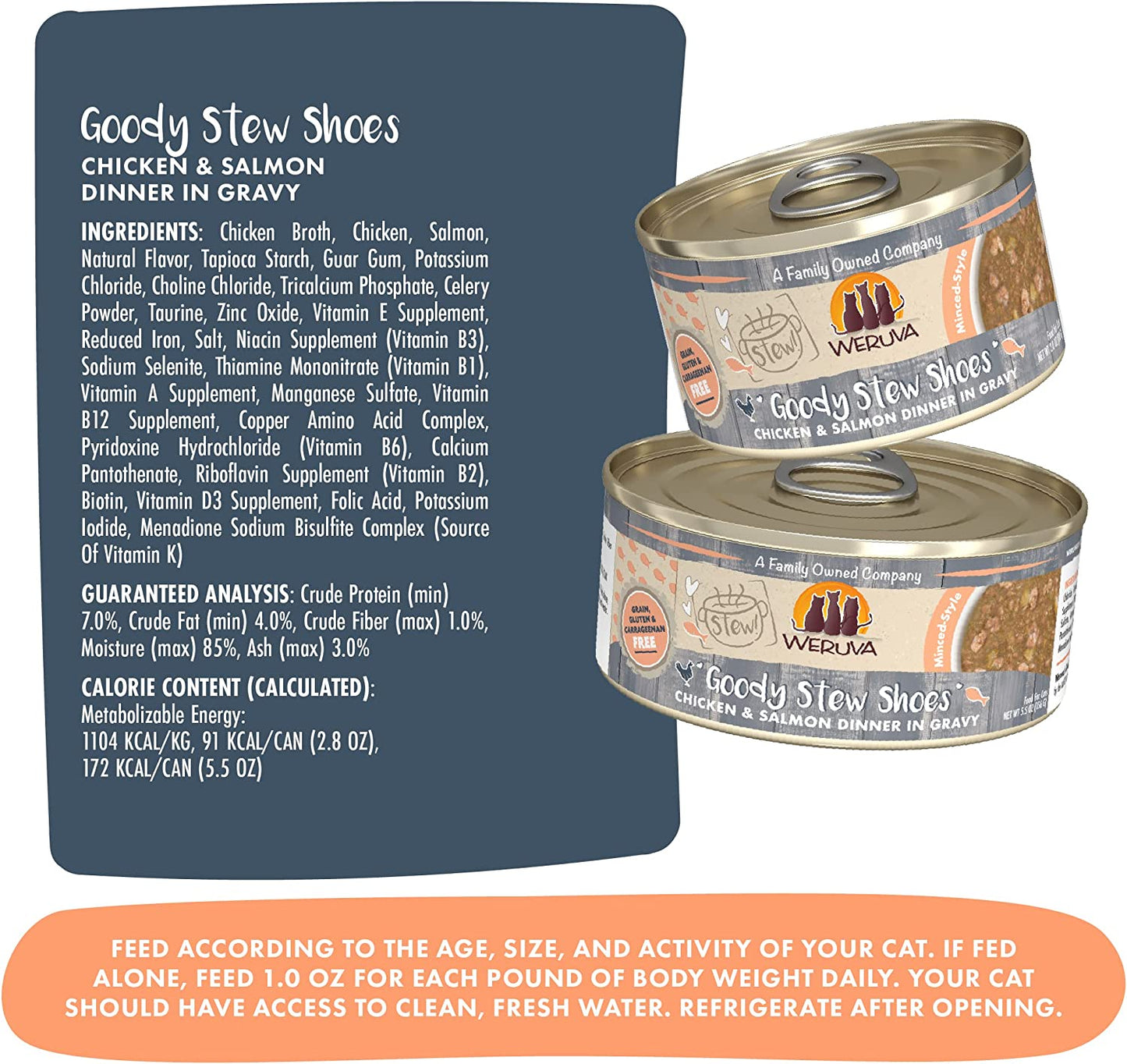 Classic Cat Stews!, Goody Stew Shoes with Chicken & Salmon in Gravy, 2.8Oz Can (Pack of 12)