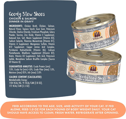 Classic Cat Stews!, Goody Stew Shoes with Chicken & Salmon in Gravy, 2.8Oz Can (Pack of 12)