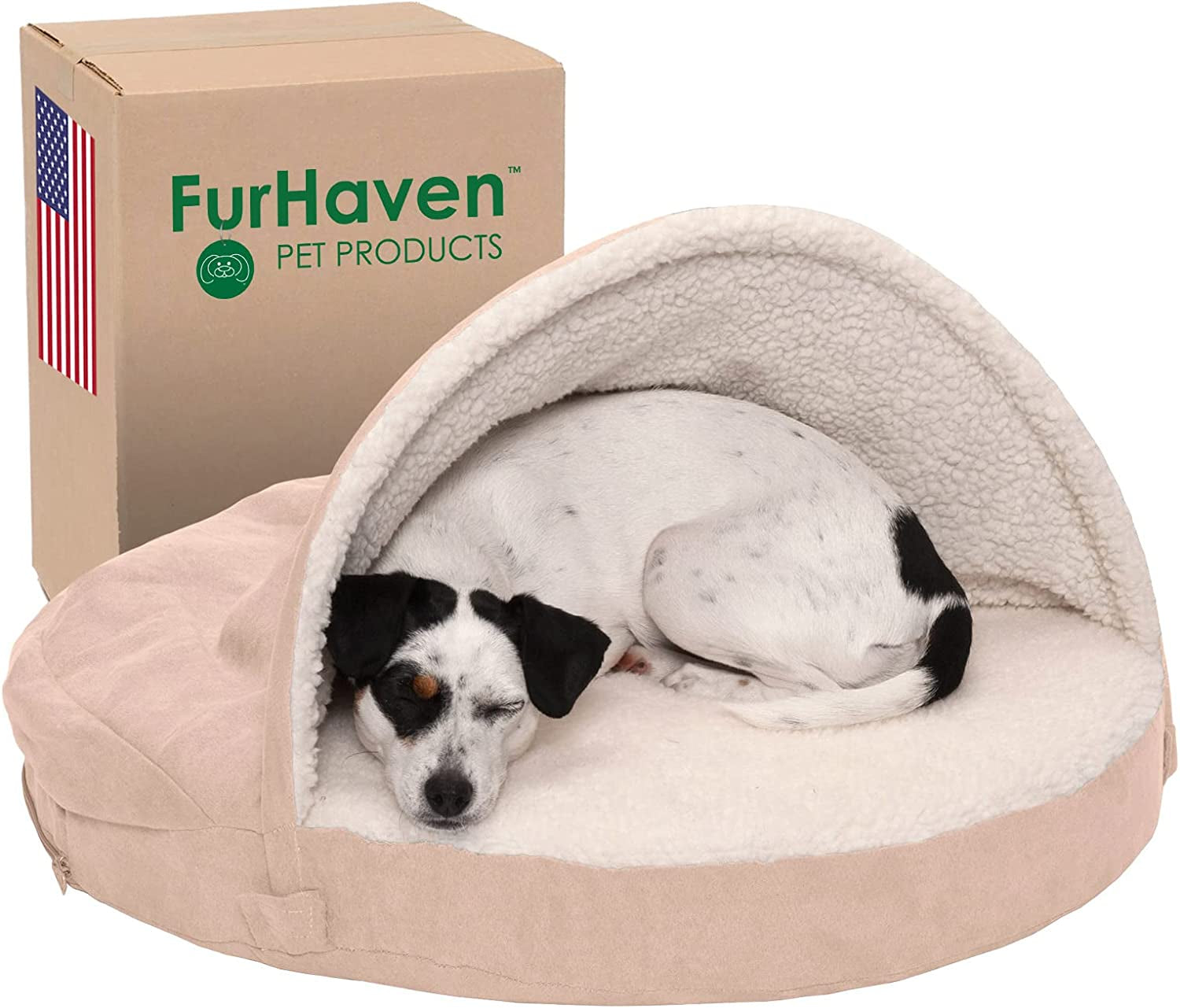 26" round Orthopedic Dog Bed for Medium/Small Dogs W/ Removable Washable Cover, for Dogs up to 30 Lbs - Sherpa & Suede Snuggery - Cream, 26-Inch