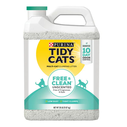 Purina  Clumping Cat Litter, Free & Clean Unscented Multi Cat Litter, 20 Lb. Jug