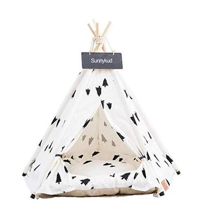 Pet Tent House Cat Bed Portable Teepee with Thick Cushion and 6 Colors Available for Dog Puppy Excursion Outdoor Indoor