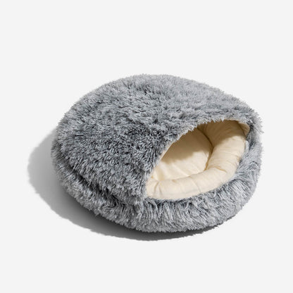 Calming Plush Semi-Enclosed Pet Nest Bed