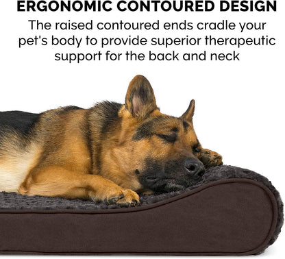 Orthopedic Dog Bed for Large Dogs W/ Removable Washable Cover, for Dogs up to 75 Lbs - Ultra Plush Faux Fur & Suede Luxe Lounger Contour Mattress - Chocolate, Jumbo/Xl