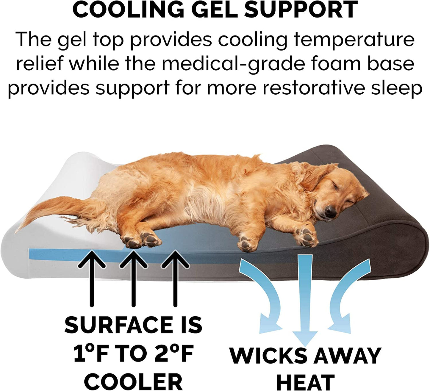 Cooling Gel Dog Bed for Large/Medium Dogs W/ Removable Washable Cover, for Dogs up to 38 Lbs - Microvelvet Luxe Lounger Contour Mattress - Espresso, Large