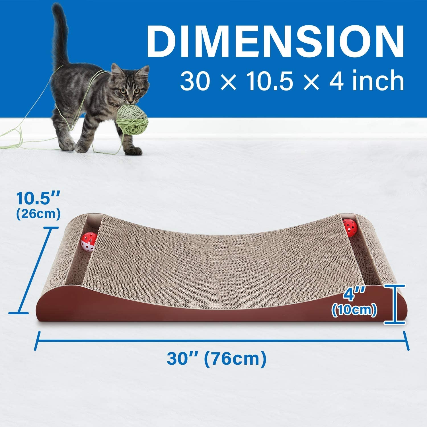 Scratchme Cat Scratcher Cardboard Lounge Bed with Bell Ball Toy