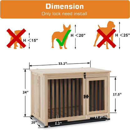 Wooden Dog Crate Furniture, Dog Kennel Pet House End Table, Solid Wood Portable Foldable Indoor Cage for Dogs, No Assembly Needed (Medium, Natural)