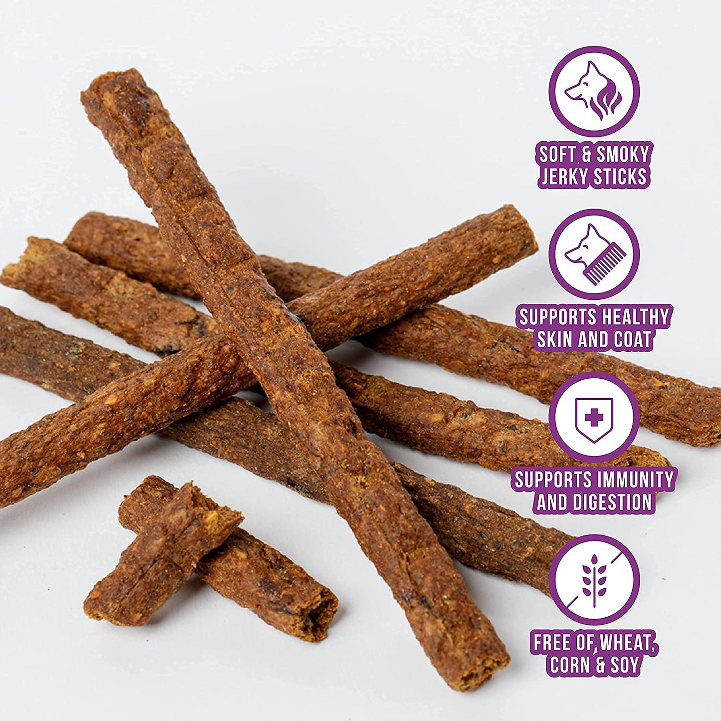 Duck Jerky Dog Treats | Healthy, All-Natural Duck Jerky Sticks Made in the USA Only | High Protein, Soft Chew Dog Jerky Treats | Grain Free Superfoods | Perfect Duck Dog Training Treats