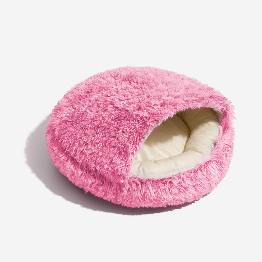 Calming Plush Semi-Enclosed Pet Nest Bed