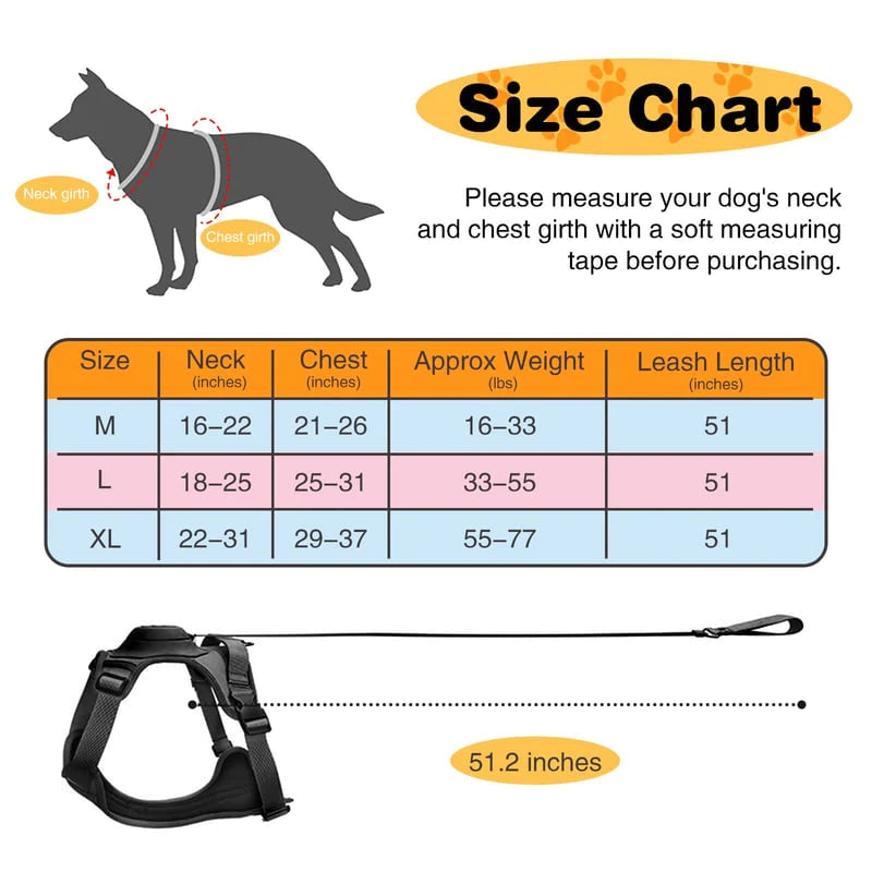 No Pull & No Choke Dog Harness with Retractable Leash