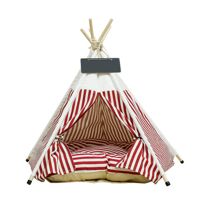 Pet Tent House Cat Bed Portable Teepee with Thick Cushion and 6 Colors Available for Dog Puppy Excursion Outdoor Indoor