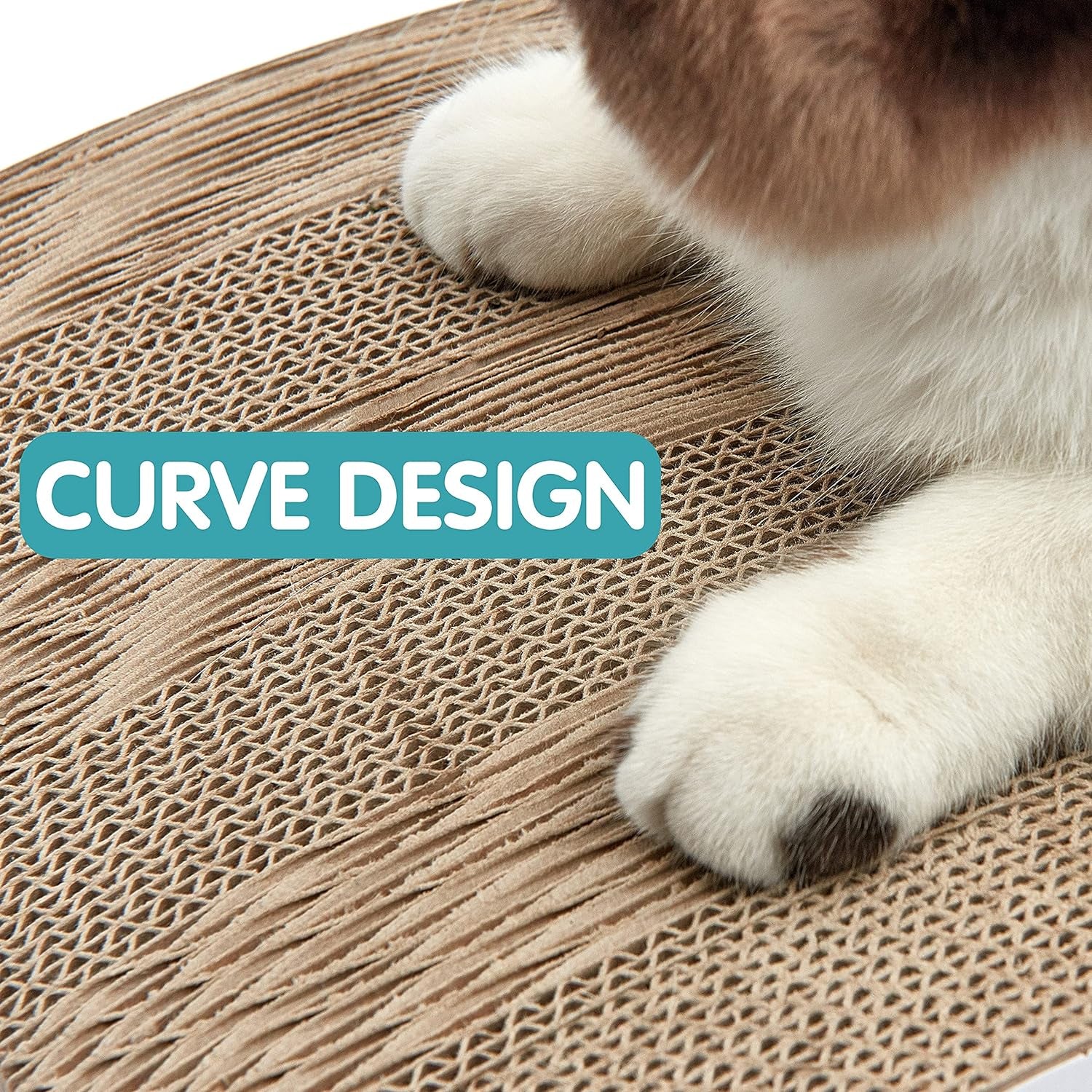 Cat Scratcher Cat Scratch Pad with Premium Scratch Textures Wave Curved Shape Design Corrugated Cardboard Reversible Anti-Slip Durable Cardboard Cat Scratcher