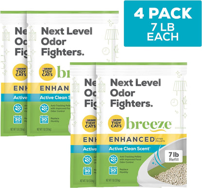 Scented Litter Pellets, Breeze Enhanced Refill Litter Pellets in Recyclable Box - (4) 7 Lb. Bags