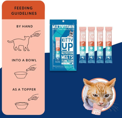 Lickable Cat Treats for Indoor Cats - Multivitamin Puree Treat with Real Tuna, Lysine, Taurine, & Grain Free | 50 Cat Tube Treats