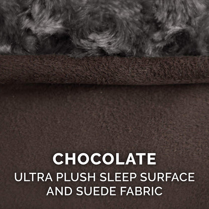 Orthopedic Dog Bed for Large Dogs W/ Removable Washable Cover, for Dogs up to 75 Lbs - Ultra Plush Faux Fur & Suede Luxe Lounger Contour Mattress - Chocolate, Jumbo/Xl