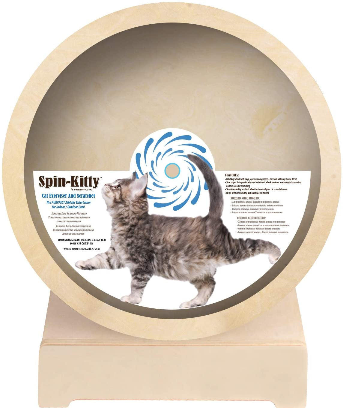 Spin Kitty Cat Exerciser Wheel – Running, Spinning, and Scratching Fun – Great for Physical Activity and Reducing Boredom – 29.5” Diameter