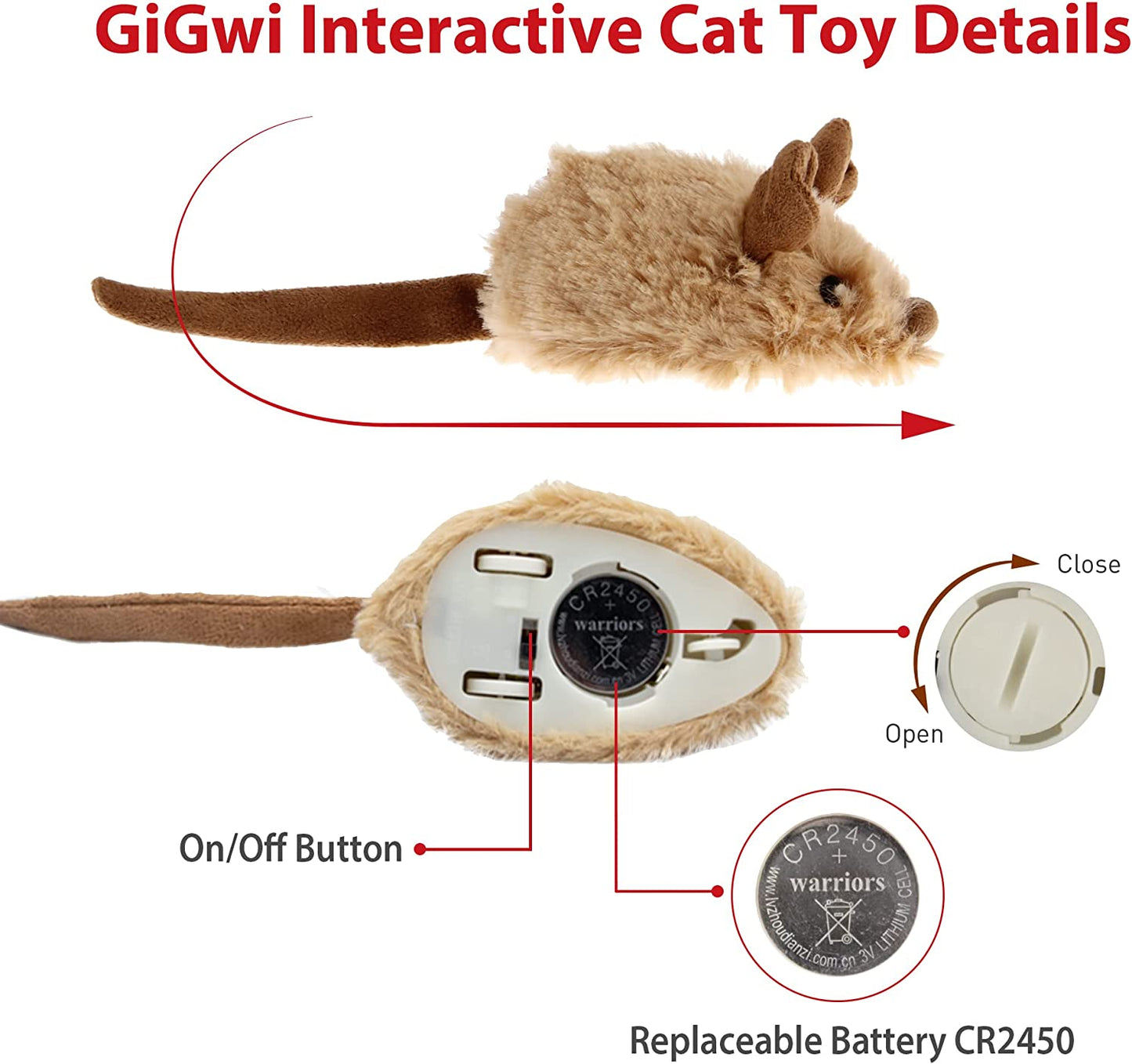 Cat Toys for Indoor Cats, Interactive Cat Toys for Cat Exercise, Automatic Moving Kitten Toys with Real Mouse Sound