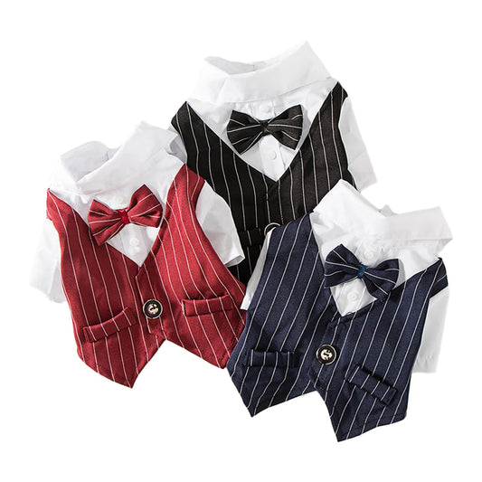 Gentleman Dog & Cat Clothes Wedding Suit Formal Shirt for Small Pets