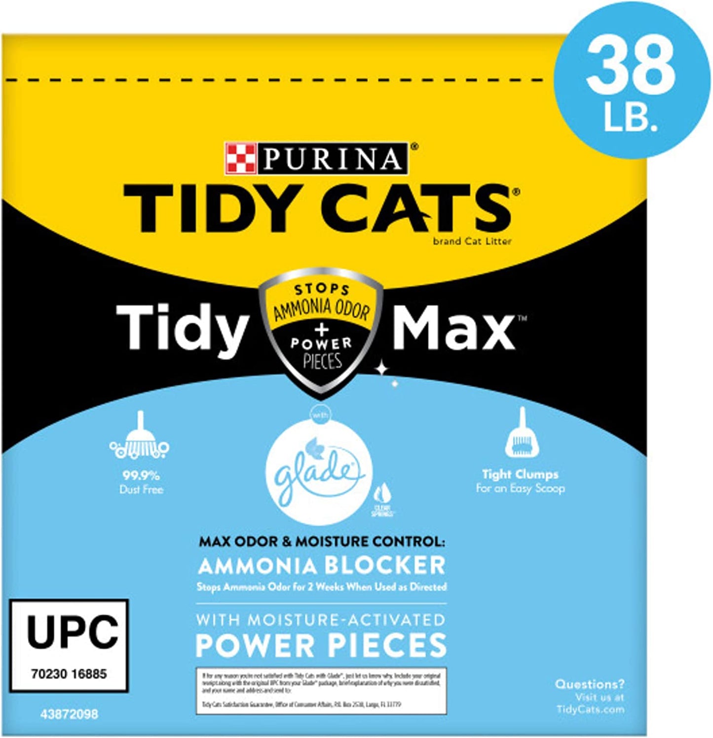 Clumping Cat Litter, Tidy Max Glade Tough Odor Clear Springs Multi Cat Litter - 38 Lb. Box