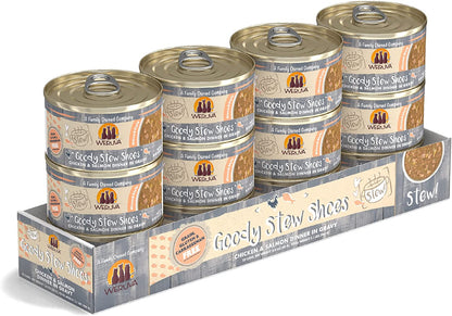 Classic Cat Stews!, Goody Stew Shoes with Chicken & Salmon in Gravy, 2.8Oz Can (Pack of 12)