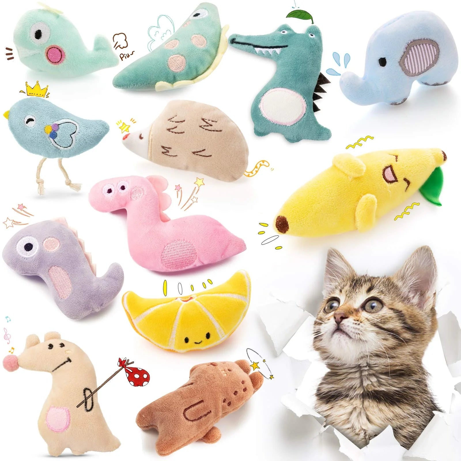 Cat Toy Catnip Interactive Plush Stuffed Chew Pet Toys Claw Funny Cat Mint Soft Teeth Cleaning Toy for Cat Kitten Pet Products