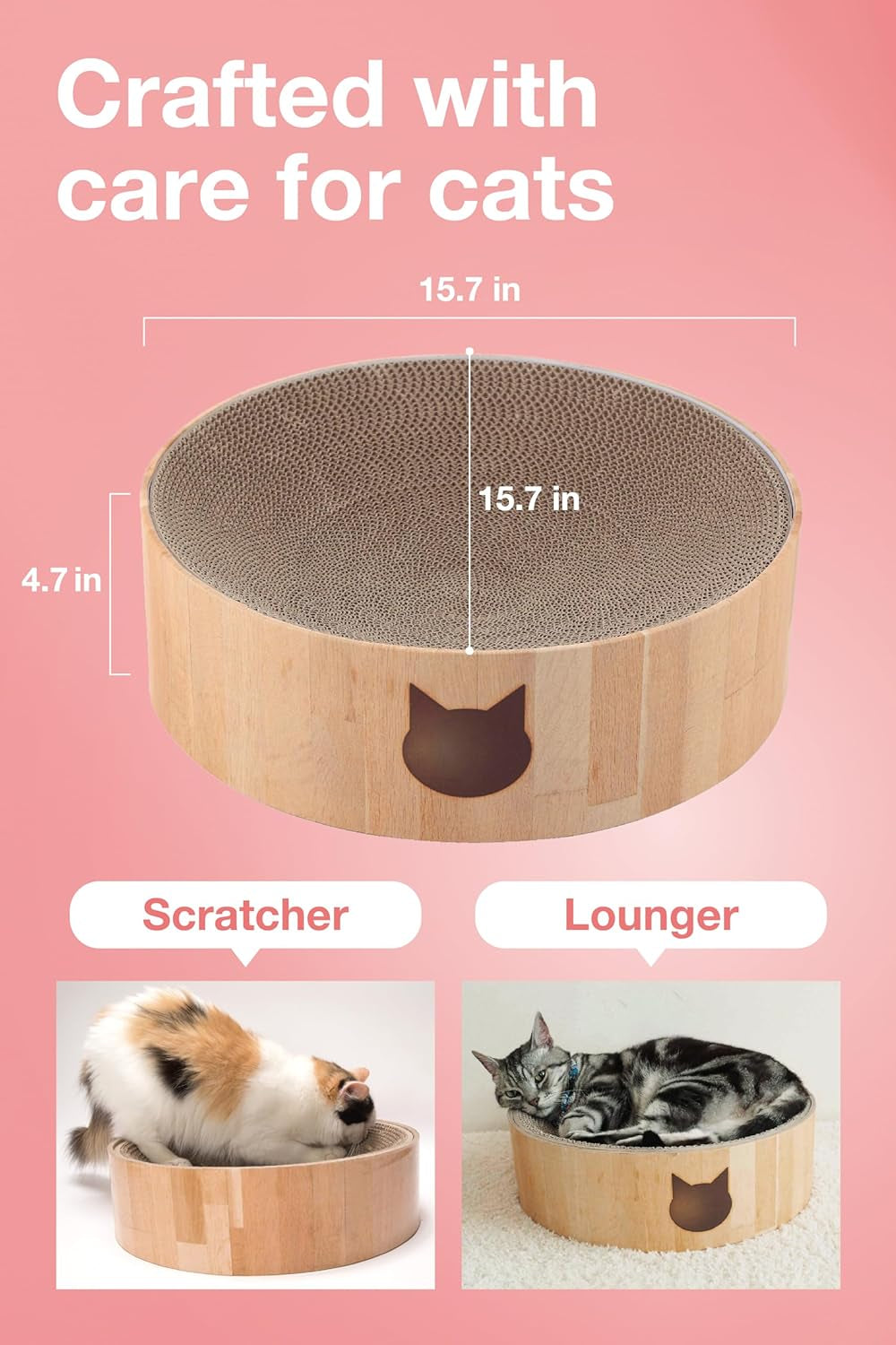 Cozy Cat Scratcher Bowl, 100% Recycled Paper, Chemical-Free Materials.