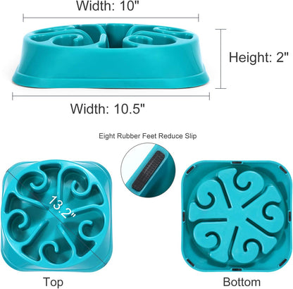 Large Dogs Bowl,Fun Slow Feeder Dog Bowl,Anti-Gulping Dog Slow Feeder Stop Bloat,Eco-Friendly Durable Big Pet Bowl(B-Blue)