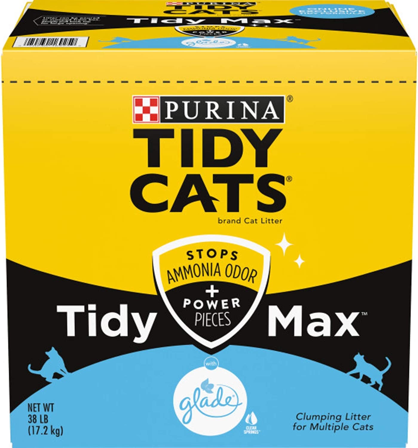 Clumping Cat Litter, Tidy Max Glade Tough Odor Clear Springs Multi Cat Litter - 38 Lb. Box