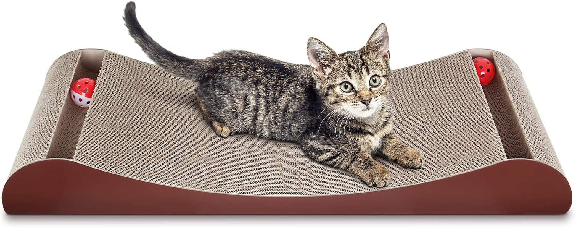 Scratchme Cat Scratcher Cardboard Lounge Bed with Bell Ball Toy