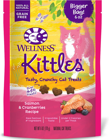 Wellness Kittles Natural Grain Free Cat Treats, Salmon & Cranberries, 6-Ounce Bag