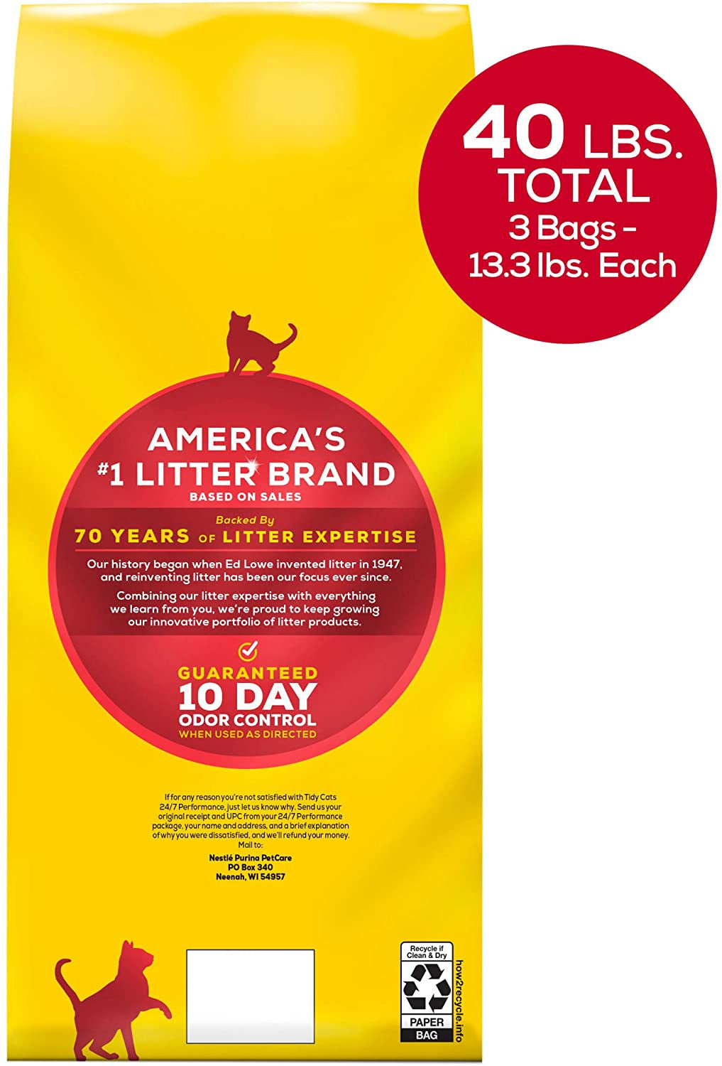 Clumping Cat Litter, 24/7 Performance, Clay Cat Litter, Recyclable Box - (3) 13.33 Lb. Bags