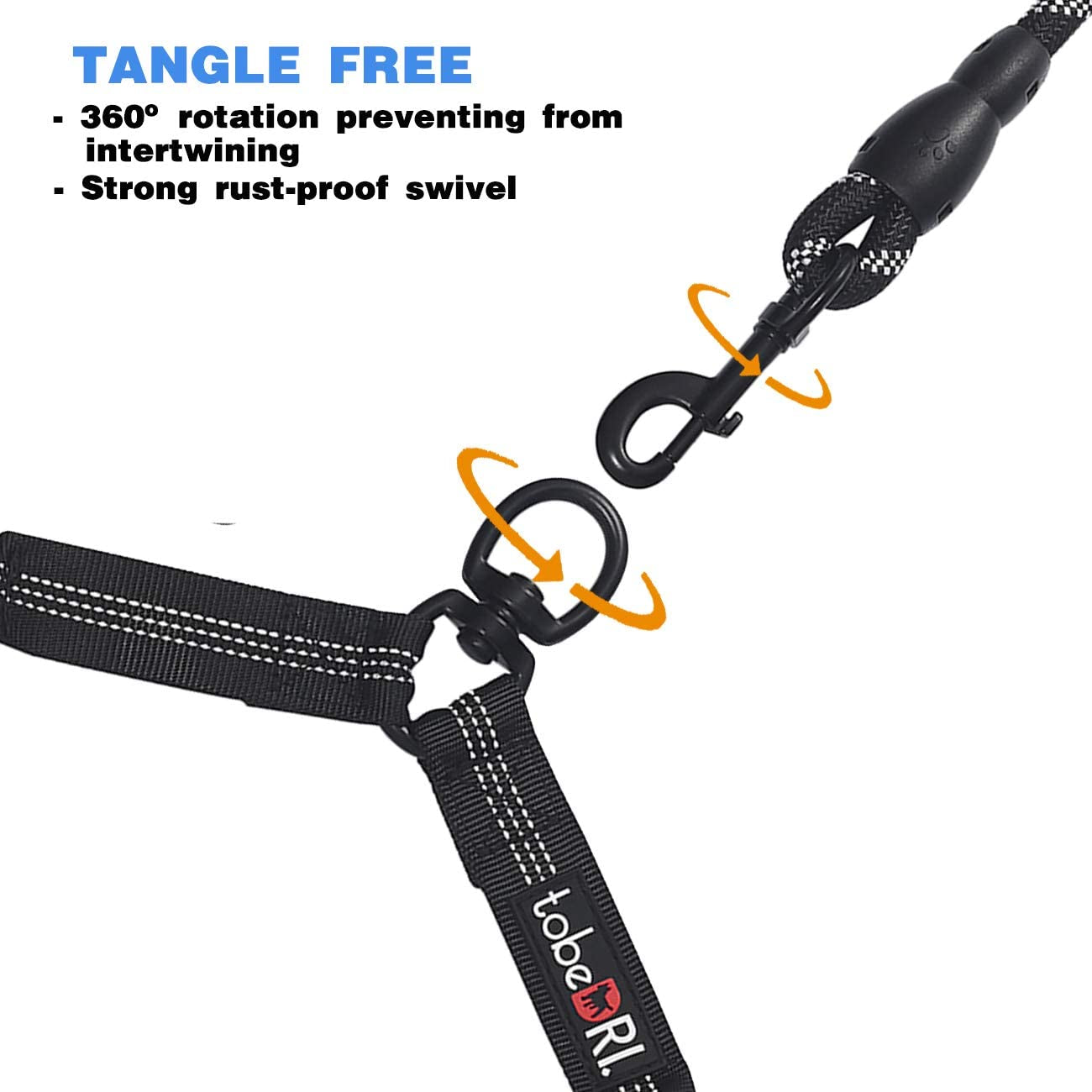 Comfortable Dual Dog Leash Tangle Free with Shock Absorbing Bungee Reflective 2 Dog Leashes for Large Medium Small Dogs