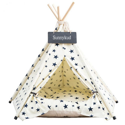 Pet Tent House Cat Bed Portable Teepee with Thick Cushion and 6 Colors Available for Dog Puppy Excursion Outdoor Indoor