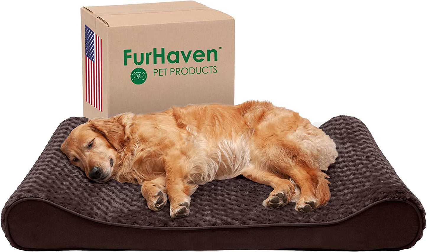 Orthopedic Dog Bed for Large Dogs W/ Removable Washable Cover, for Dogs up to 75 Lbs - Ultra Plush Faux Fur & Suede Luxe Lounger Contour Mattress - Chocolate, Jumbo/Xl