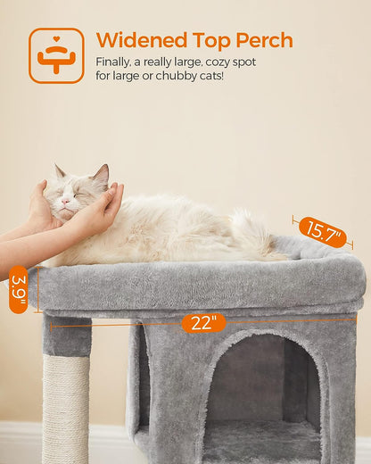 Cat Tree with Sisal-Covered Scratching Posts and 2 Plush Condos Cat Furniture for Kittens Light Gray UPCT61W