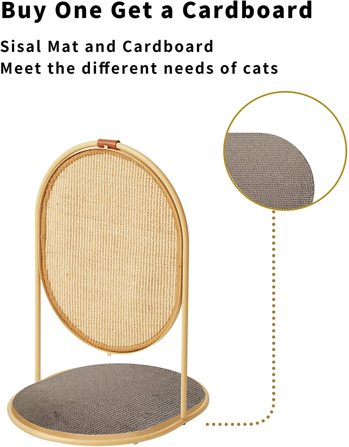 Cat Scratching Post, Three Modes Cat Scratcher, Cat Scratch Furniture Protector, Vertical/Horizontal/Side Table, Replaceable Sisal Scratch Pad for Indoor Cats - Yellow