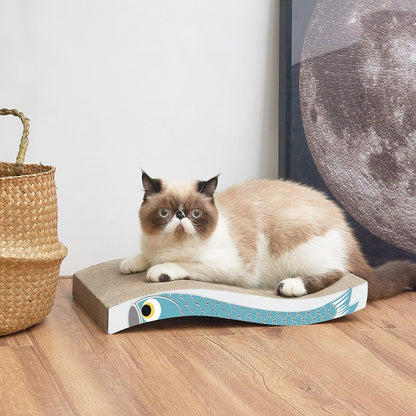 Cat Scratcher Cat Scratch Pad with Premium Scratch Textures Wave Curved Shape Design Corrugated Cardboard Reversible Anti-Slip Durable Cardboard Cat Scratcher