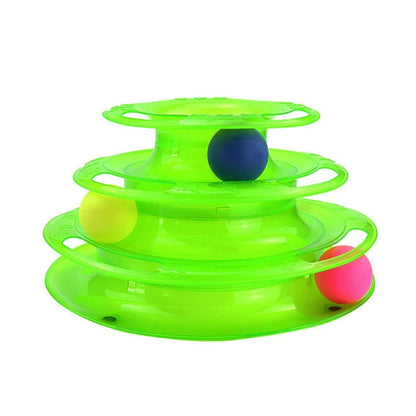 Three Levels Pet Cat Toy Tower Tracks Disc Cat Intelligence Amusement Triple Pay Disc Cat Toys Ball Training Amusement Plate