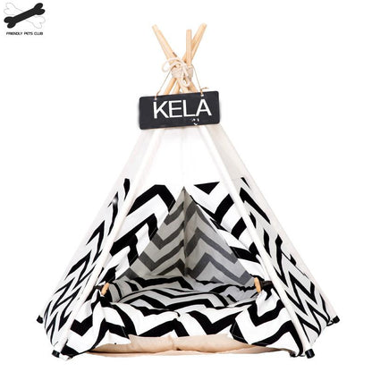 Pet Tent House Cat Bed Portable Teepee with Thick Cushion and 6 Colors Available for Dog Puppy Excursion Outdoor Indoor