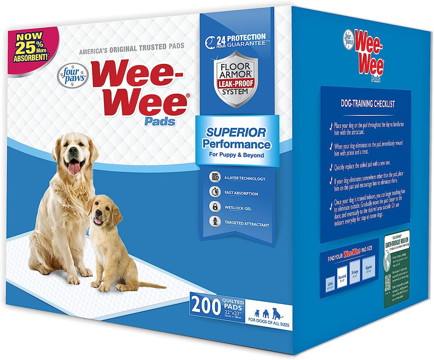 Wee-Wee Superior Performance Pee Pads for Dogs - Dog & Puppy Pads for Potty Training - Dog Housebreaking & Puppy Supplies - 22" X 23" (200 Count)