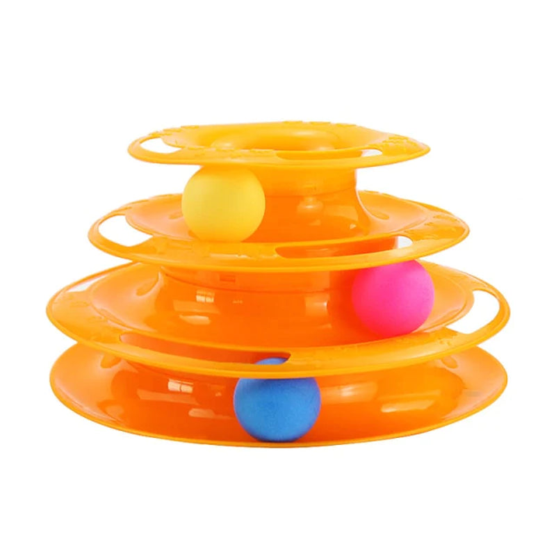 Three Levels Pet Cat Toy Tower Tracks Disc Cat Intelligence Amusement Triple Pay Disc Cat Toys Ball Training Amusement Plate