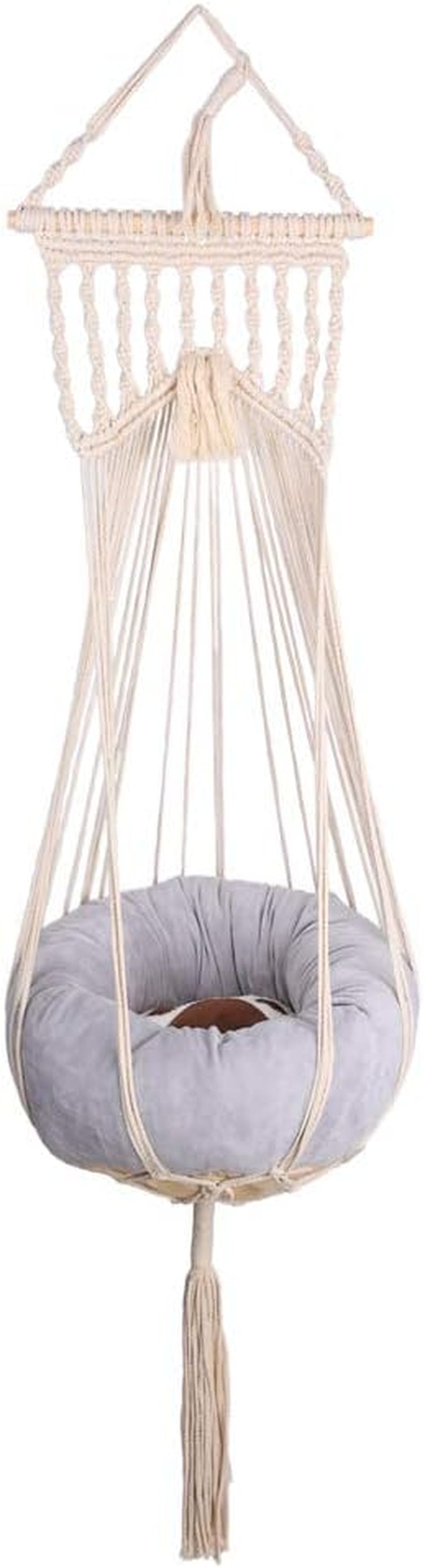 Macrame Cat Hammock Boho Interior Cat Bed (Beige)