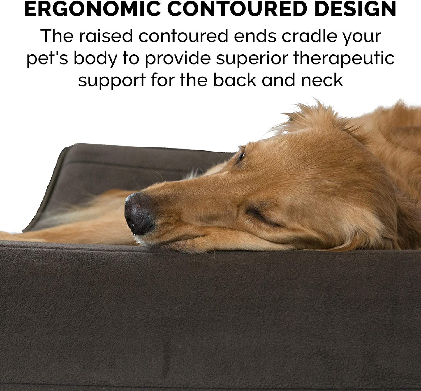 Cooling Gel Dog Bed for Large/Medium Dogs W/ Removable Washable Cover, for Dogs up to 38 Lbs - Microvelvet Luxe Lounger Contour Mattress - Espresso, Large